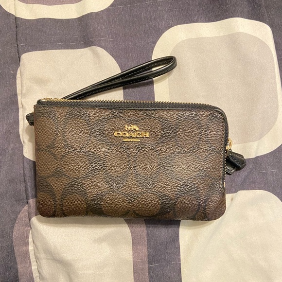 Coach Double Wallet Dark Brown - Picture 1 of 6